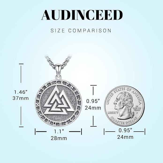 Thors Hammer Necklace/Viking Tree of Life/Valknut/Vegvisir/Triskelion/Sword/Spear Point Arrowhead/Urn Necklace for Ashes/Compass Necklace 925 Sterling Silver Amulet Jewelry for Men Women
