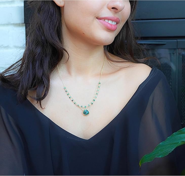 Layering Necklace for Women, Premium Layered Gold Healing Crytsal Necklaces - Tarnish Free 18K Gold Vermeil Certified S925 Classic Stack Necklace Gold Jewelry for Women - Mothers Day Gifts for Mom Wife