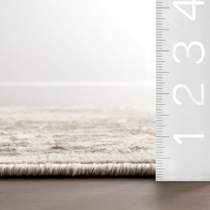 nuLOOM 2x3 Becca Traditional Tiled Area Rug, Beige, Faded Transitional Design, Stain Resistant, For Bedroom, Dining Room, Living Room, Hallway, Office, Kitchen, Entryway