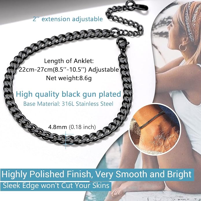 PROSTEEL Gold/Silver Anklets for Women Waterproof, 14K Gold Plated Ankle Bracelet Non Tarnish, Jewelry Gifts Adjustable