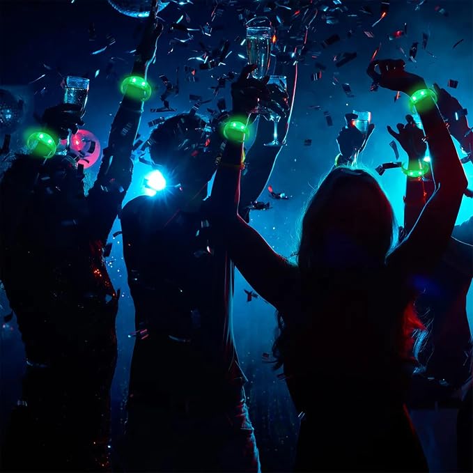 24 Pcs LED Glow Bracelets Sound Activated Music Control Light Up Bracelets for St Patty's Non Candy Goodie Gift Bag Stuffers Treats for Boy Girl For Birthday Party,Carnival,Concerts(green)
