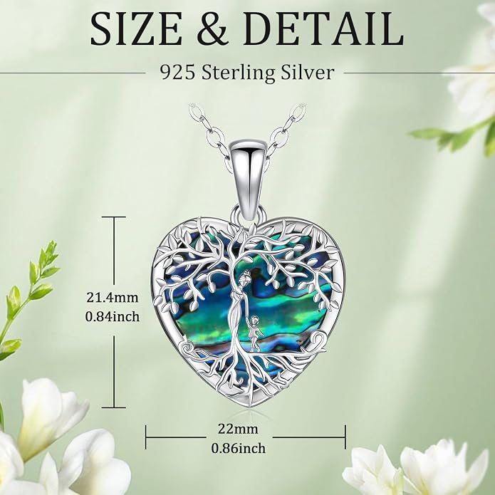 Odinstone Tree of Life Necklace, Sterling Silver Pendant for Women Family Tree Necklaces Jewelry for Mom/Wife/Grandma(With Fine Gift Box)