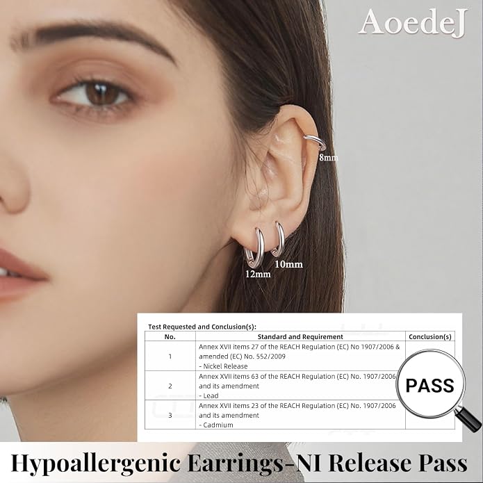 AOEDEJ G23 Titanium Black/Steel Gray/Gold Hoop Earrings 18G Small Huggie Hoop Earrings 8mm/10mm/12mm Cartilage for Sensitive Ears for Multiple Piercing Cartilage Hoop Earring Stack Jewelry