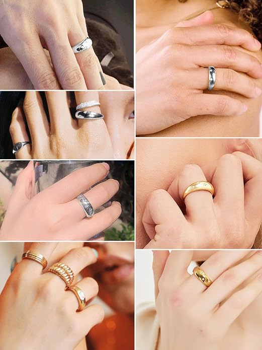 GOLDCHIC JEWELRY Chunky Dome Ring for Women, Stainless Steel Bold Stacking Croissant Statement Ring For Men (Size 7-12, Custom)