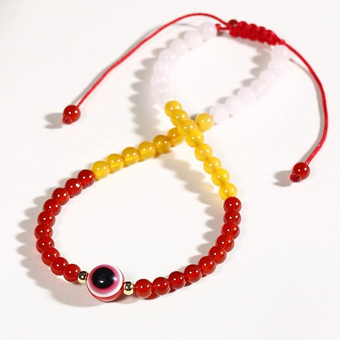Evil Eye Anklet Bracelets for Women Energy Healing Crystals and Gemstones Worry Stone Beach Foot Meditation Yoga Jewelry