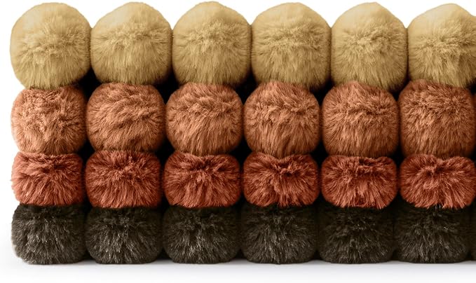 MIULEE Fall Faux Fur Plush Decorative Throw Pillow Covers 18x18 Set of 4, Boho Farmhouse Soft Fuzzy Striped Cushion Covers for Sofa Couch Bed Living Room Vintage Home Decor,Rust Orange
