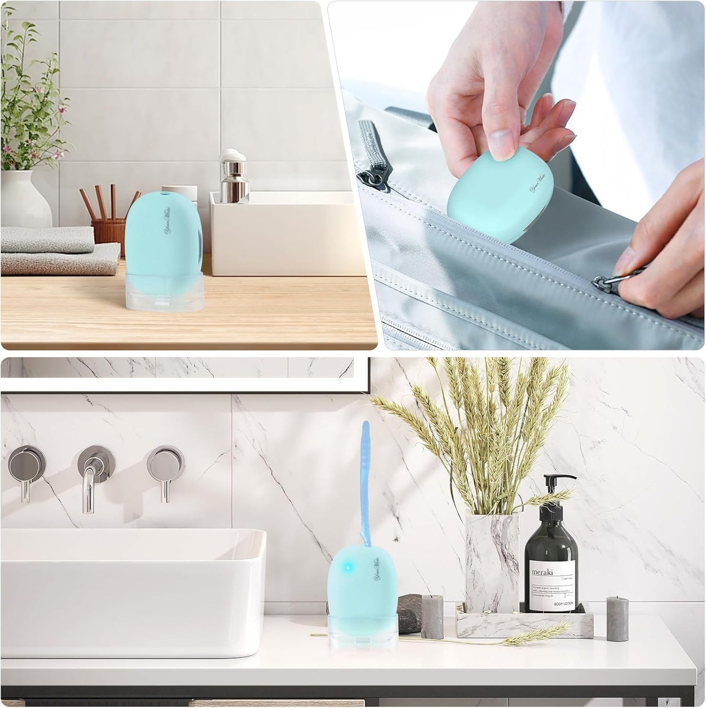 YourMate Rechargerable Toothbrush Sanitizer Case Travel Toothbrush Covers Case with Holder for Houshold and Traveling or Business Trip Blue