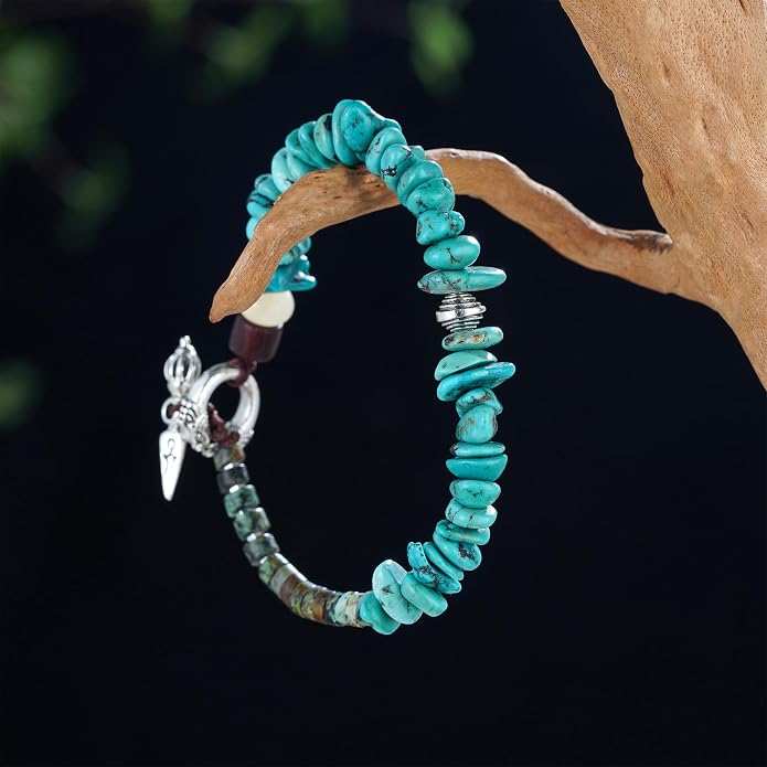 Plumiss Women Boho Handmade Natural Stone Crystal Leather Bead Wrap Bracelets Collection