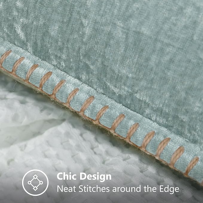 decorUhome Soft Chenille Throw Pillow Covers 18x18 Set of 2 Aqua Haze | Fall Textured Decorative Throw Pillow Cases Stitched Edge Modern Farmhouse Luxury Boho Velvet for Couch Sofa Bed Home Decor