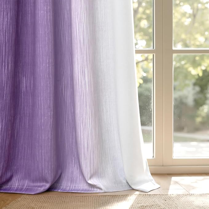 MIULEE Purple and Greyish White Ombre Blackout Curtains, Full Room Darkening Thermal Insulated 63 Inches Long Drapes for Bedroom/Living Room Grommet Window Treatments Modern 52Wx63L, Set of 2