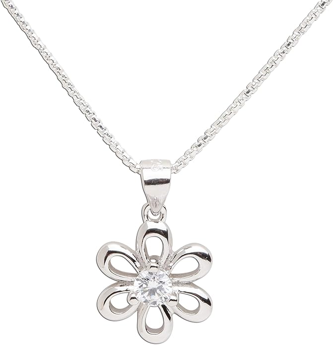 Cherished Moments .925 Sterling Silver Daisy Simulated Birthstone Necklace