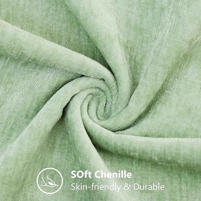 decorUhome Soft Chenille Sage Green Throw Pillow Covers 12X20 Set of 2 | Decorative Fall Couch Pillow Covers Solid Dyed Accent Modern Farmhouse Neutral Rectangle Pillow Cases for Sofa