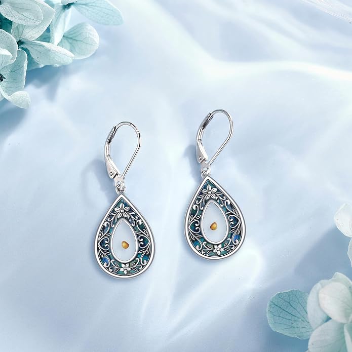 Mustard Seed Earrings Sterling Silver Mustard Seed Faith Teardrop Dangle Earrings Christian Jewelry Gifts for Women