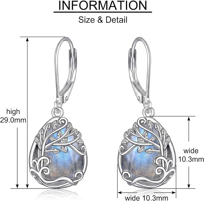 Teardrop Tree of Life/Filigree Earrings for Women Dangle Leverback Earrings Jewelry Gift Anniversary For Her