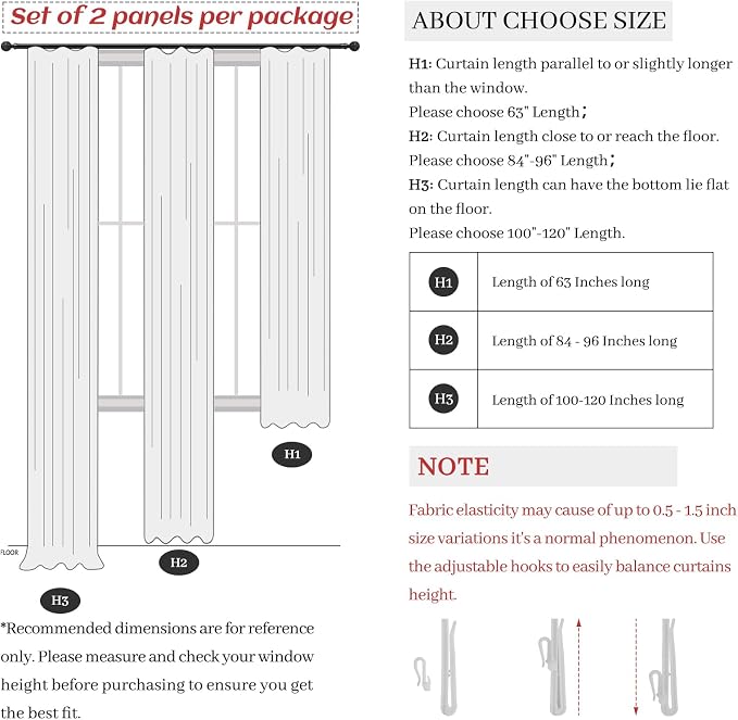 PleatedDrapes Semi Sheer Curtains 90 Inches Long for Bedroom Light Filtering Beige Birch Textured Linen Blend Pleat Curtains 7-1/2 ft Length Hooks Rings&Back Tab for Sliding Glass Doors 2 Panels Set