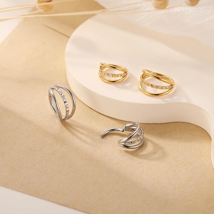 316L Surgical Steel Septum Clicker Ring Nose Ring Hoop Sleeper Hoop Earring Helix Rook Conch Cartilage Daith Tragus Earrings Lobe Nose Piercing Jewelry for Women