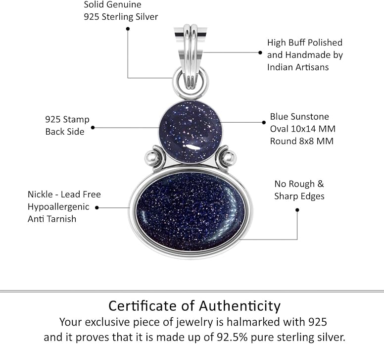 Handmade Genuine 925 Sterling Silver Pendant Necklace Natural Gemstone Crystal, Lapis, Onyx, Amber Oval Round Boho Jewelry For Women