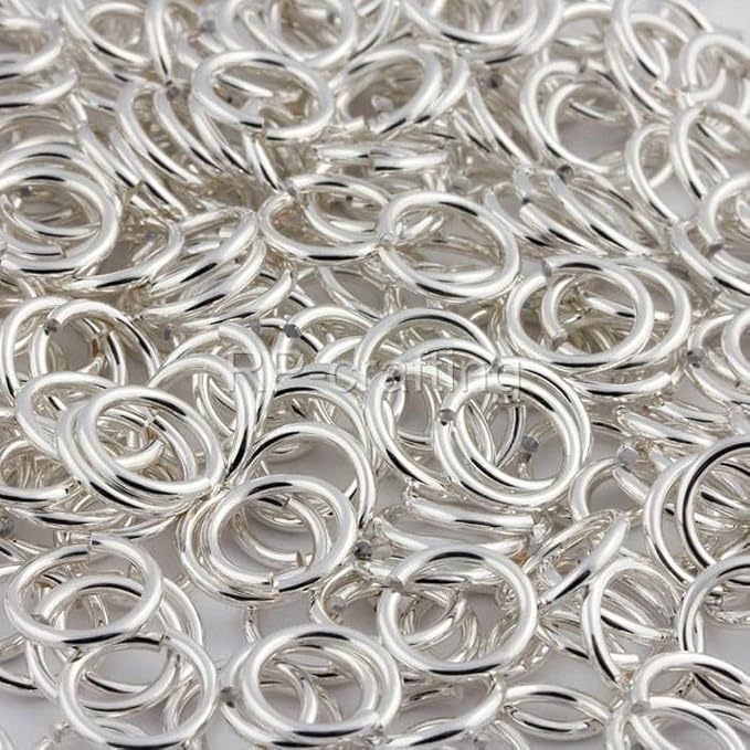 50pcs Adabele Real 925 Sterling Silver Open Jump Rings 6mm (0.24 inch) O Ring Connector, (0.6mm/22 Gauge)