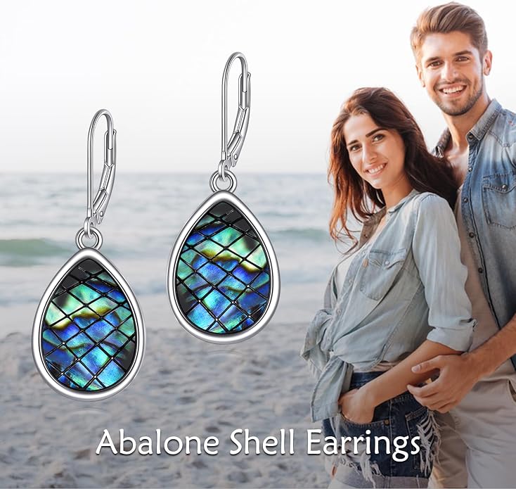 Abalone Shell Dangle Drop Earrings for Women 925 Sterling Silver Filigree Bohemian Earrings Jewelry Gift