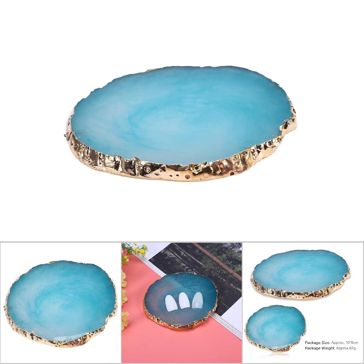 Nail Art Palette, Natural Resin Stone Nail Art Palette for Painting Placing Things Making Nail(Blue)