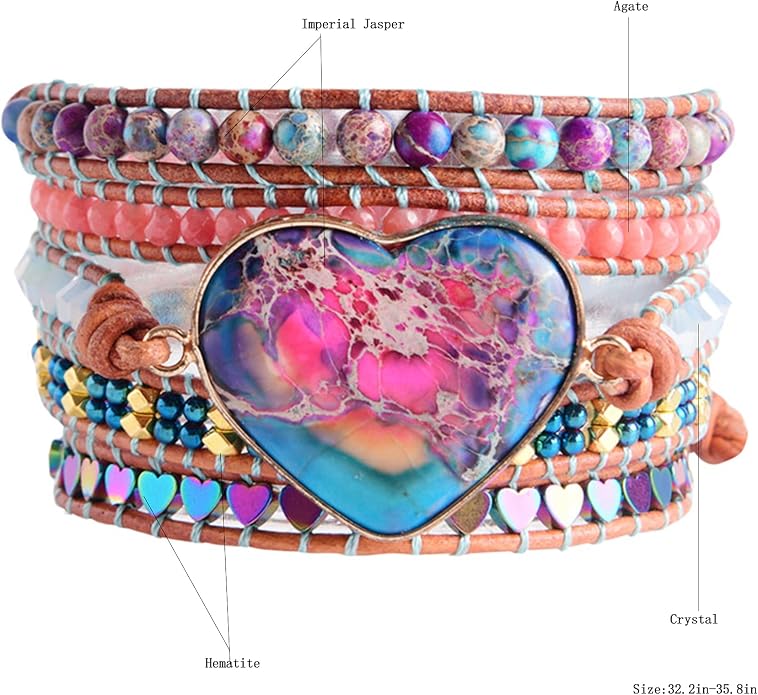 YGLINE Natural Stone Bracelet 3 Wraps Bracelet Handmade Boho Bracelet for Women Bracelet