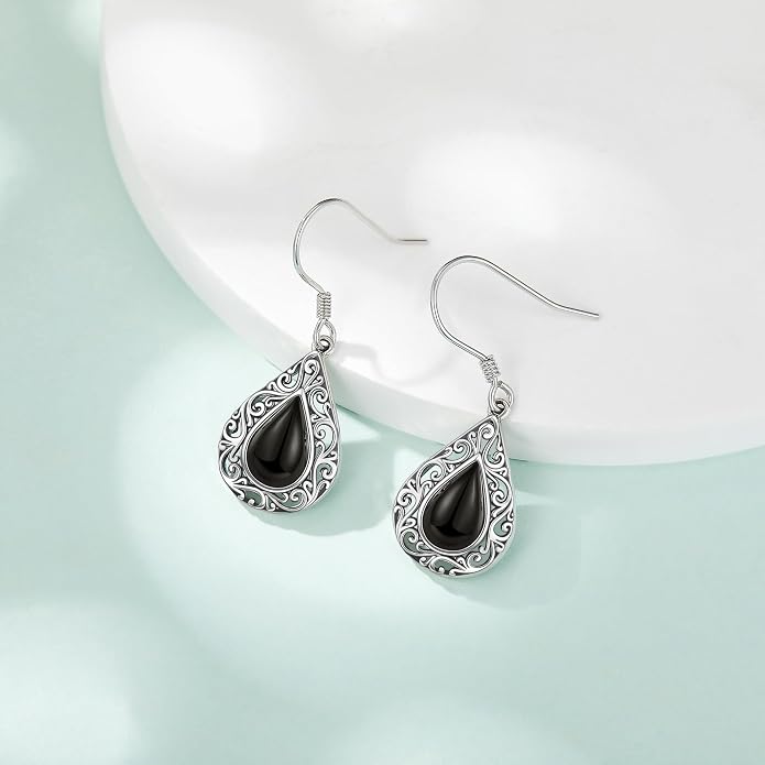 Silver Earrings for Women Sterling Silver Filigree Earrings Teardrop Dangle Drop Filigree Jewelry Gift for Women Mother Mom
