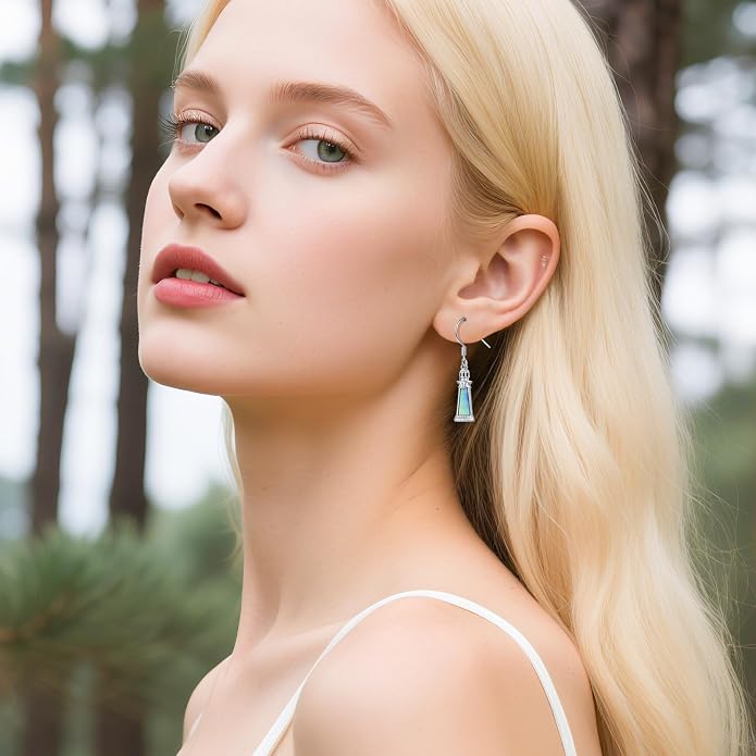 Abalone Shell Earrings for Women 925 Sterling Silver Witches Knot/Compass Lighthouse Jewelry Dangle Drop Earrings Jewelry Gifts for Women Men