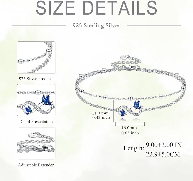 Heart/Starfish/Pineapple/Anchor/Sea Turtle/Butterfly/Celtic/Whale Tail bracelet Anklets for Women 925 Sterling Silver Anklets Jewelry for Women