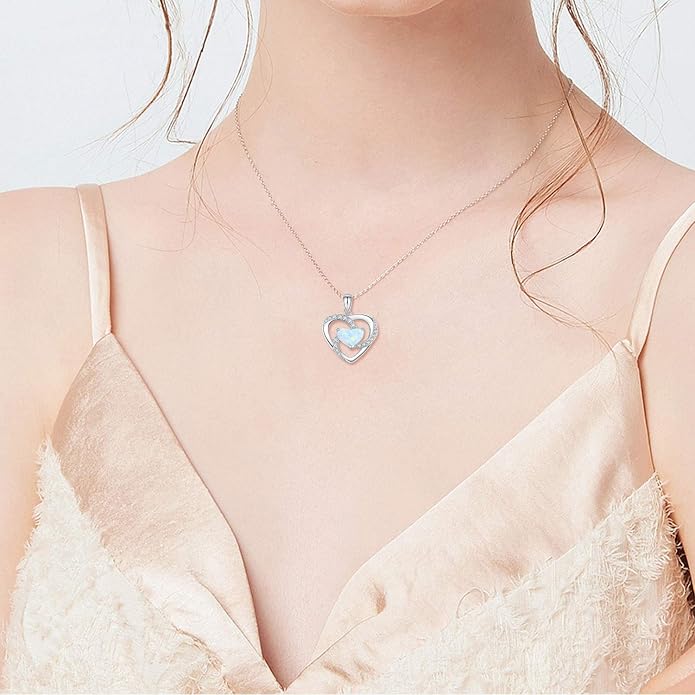 Cuoka 925 Sterling Silver Heart Necklace I Love You to The Moon and Back Pendant Sun Star Moon Necklace Jewelry for Women with Gifts Box