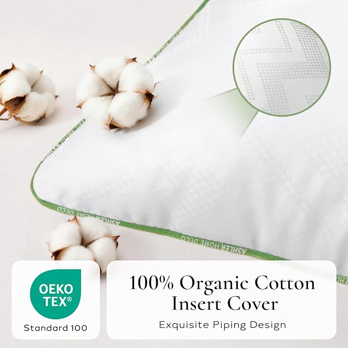 Ashler Throw Pillow Inserts (Pack of 4, White), 26 x 26 Inches Pillow Inserts with 100% Cotton Cover, Indoor Decorative Pillows Inserts for Couch Sofa and Bed