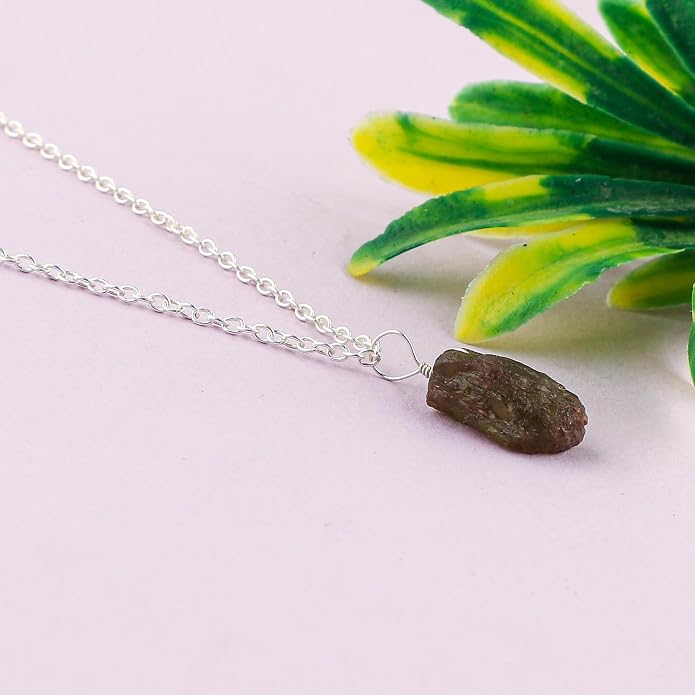 Natural Raw Gemstones Pendant Necklace, Rough Stones Dainty Jewelry, Handmade Bohemian Jewelry, Silver Plated Chain, Healing Crystals, Christmas Gift for Women