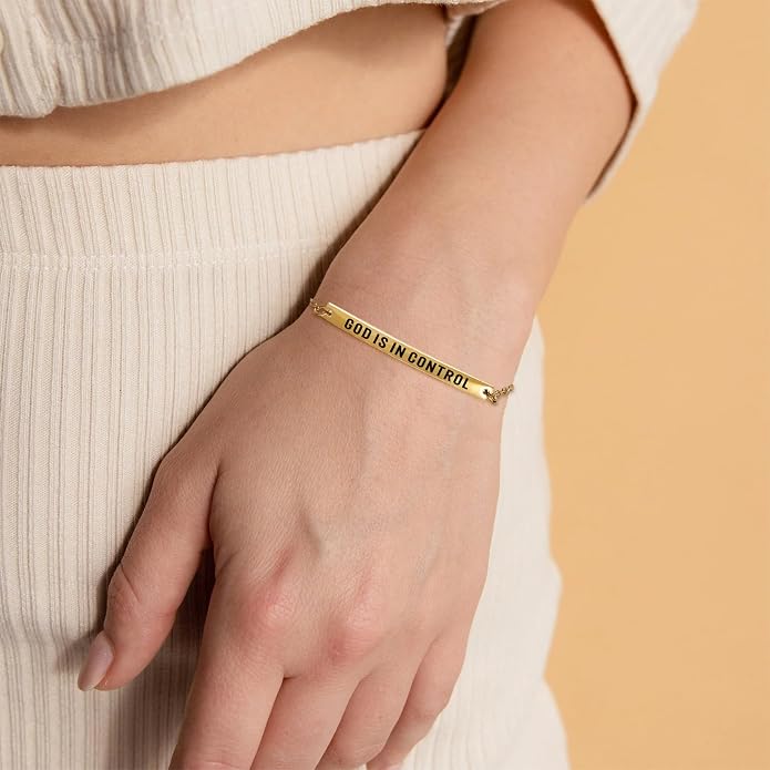 Dont Let The Hard Days Win Bracelet - Gold Hard Day Motivational Bangle Stainless Steel Engraved Words, Inspirational Chain Jewelry Gifts for Women Friend