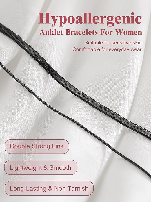 FOCALOOK 14K Gold Plated Anklets for Women Waterproof Plus Size Ankle Bracelet 8.5-10.5 Inch Adjustable Mariner/Figaro/Flat Snake/Cuban Link Chain Anklet Jewelry for Summer Beach Holiday