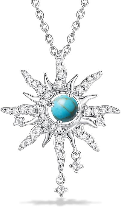FANCIME Soluna Nexus Necklace for Women Sterling Silver Moon Jewelry Sun Pendant Fine Jewelry Gemstone Birthday Mothers Day Gifts for Wife