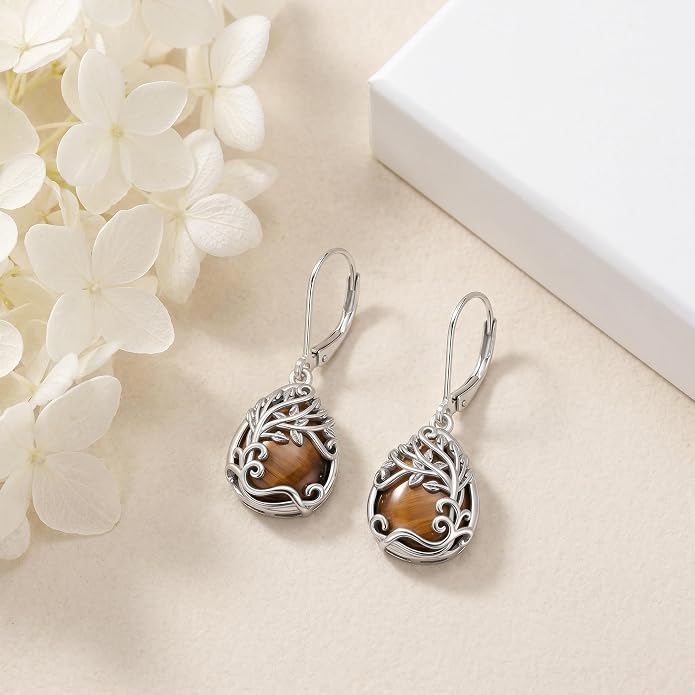 Teardrop Tree of Life/Filigree Earrings for Women Dangle Leverback Earrings Jewelry Gift Anniversary For Her