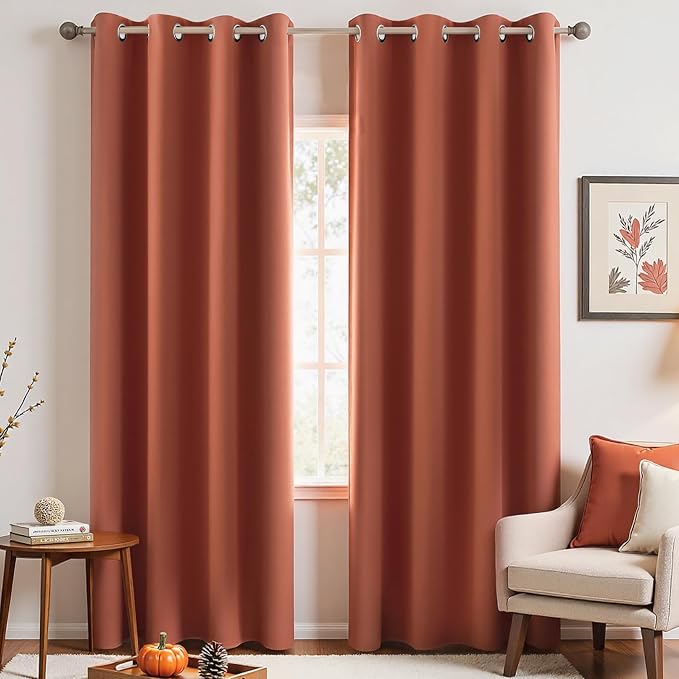 KOUFALL Thermal Curtains for Winter Insulated,96 Inches Long Autumn Fall Bohemian Blackout Hippie Curtains for Bedroom Living Room Dining Room 2 Panel Set