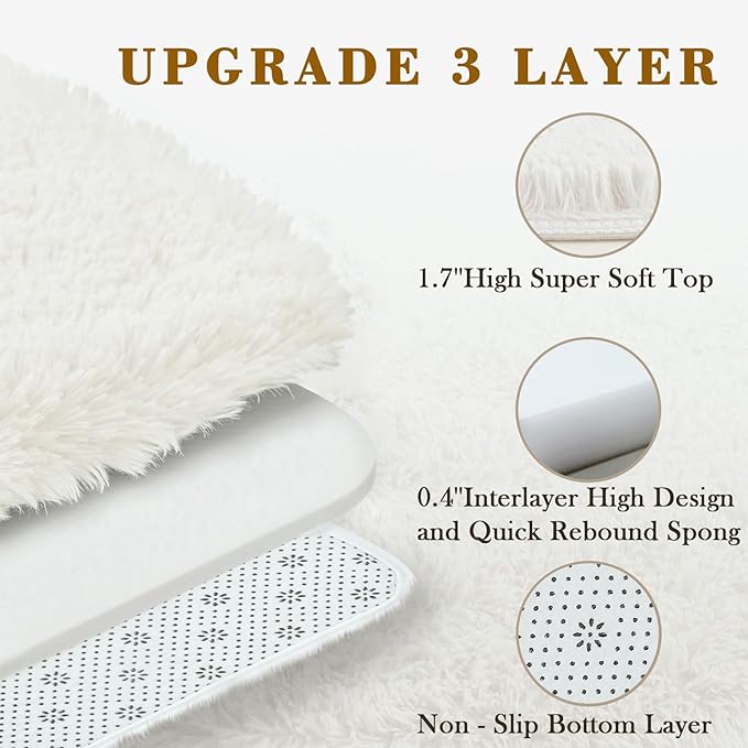 Area Rugs 9x12 Living Room, Large Area Rug Shaggy Carpet Soft Plush Furry Bedside Rug, Machine Washable Area Rugs for Bedroom Home Decor Non-Slip(9 x 12, Cream)