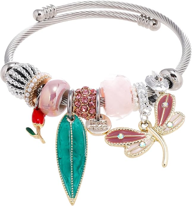 DS Charm Bracelets for girls,exquisite cute cartoon friendship bracelets Silver Stainless Steel Bangle with birthday Gift box, Adjustable girls jewelry Suitable for holiday gifts