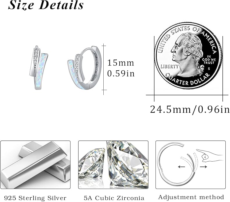 MEDWISE Mothers Day Gifts for Mom Multi Colored Opal Hoop Earrings for Women 925 Sterling Silver Huggie Hoop Earrings Jewelry Gift for Women Daughter Wife Mom Friends