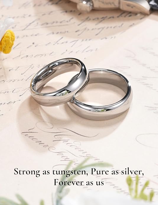 King Will Tungsten Carbide Wedding Band for Men Women Promise Rings for Couples Domed High Polish