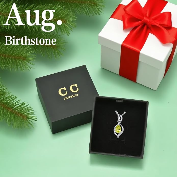 Infinity Birthstone Necklace for Women 925 Sterling Silver Dainty Infinity Pendant Jewelry Birthday Mothers Day Gifts for Mom Women Wife