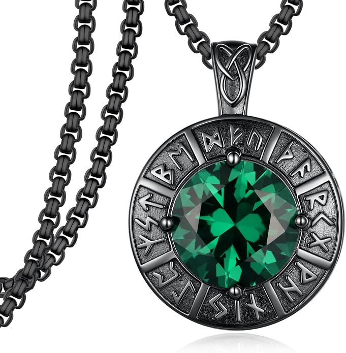 Viking Rune Necklace 925 Sterling Silver Norse Amulet Necklace Viking Jewelry Gifts for Men