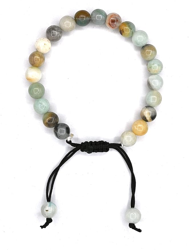 Amazing Gemstone Max Amazonite Bracelet for Women Men's Gifts - Protection Healing Crystal Bracelet - 8mm Gemstones Beaded Adjustable Bracelet Pulseras para Hombres Mujer Stocking Stuffers