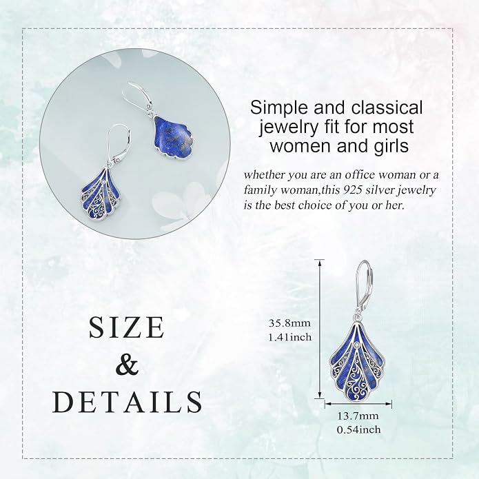 Abalone Shell Dangle Drop Earrings for Women 925 Sterling Silver Filigree Bohemian Earrings Jewelry Gift