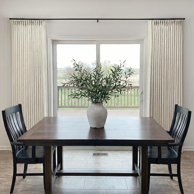CAPALOCA Natural Linen Pinch Pleated Blackout Curtains for Sliding Glass Door, 100% Black Out Extra Wide Curtains 84 Inch Long, Thermal Insulated Drapes for Living Room, 60" W x 84" L, 1 Panel