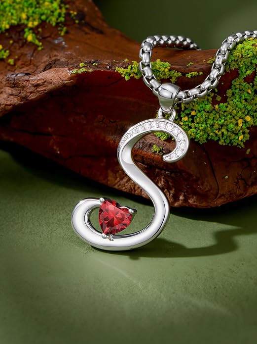 Birthday Gifts for Women Alphabet A to Z Initial Birthstone Pendant Necklaces for Women - 18k White Gold Plated Personalized Name Jewelry Anniversary Graduation Gifts for Wife Her Daughter Girlfriend(with Gift Box)