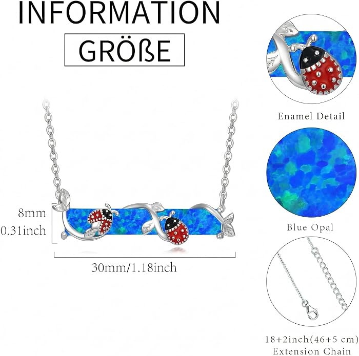 Bar Opal Leaf Necklace For Women S925 Sterling Silver White Opal Pendant with Leaf Charm Bar Pendant Jewelry Gift For Mom Daughter Wife