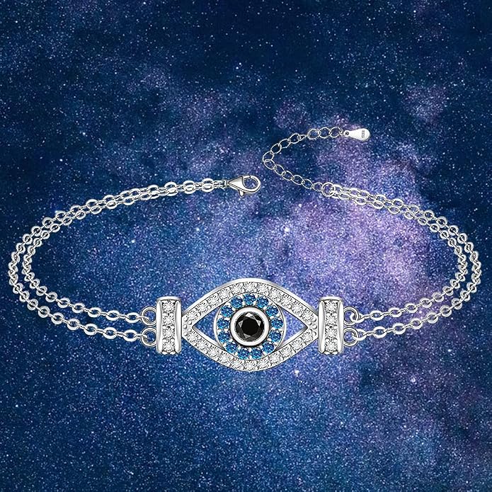 Fenthring Evil Eye Anklet Sterling Silver Protection Turkish Blue Eyes Ankle Bracelets Anklets for Women Chain Jewelry