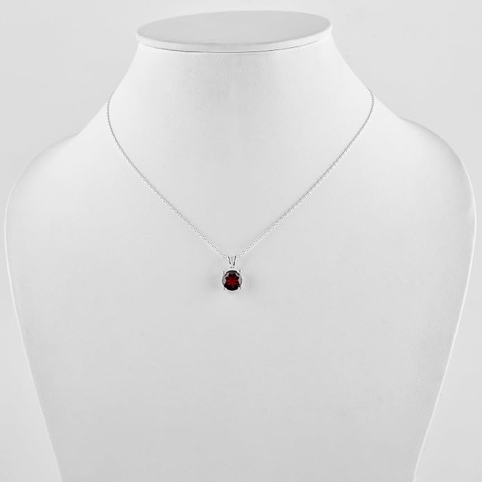 OdrillionGems Natural Gemstone Pendant Necklace, 925 Sterling Silver, Healing Crystal, Birthstone, Round Faceted, Handmade, Women Jewelry, Christmas Gift 16+2inch