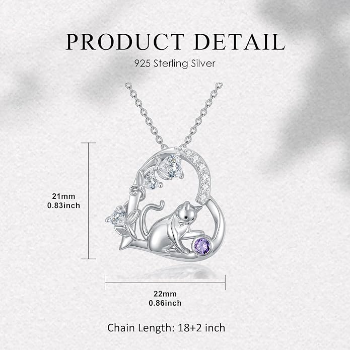 PELOVNY Teddy Bear Necklace for Women 925 Sterling Silver Bear/Highland Cow/Fox/Cat/Axolotl Birthstone Necklace Christmas Birthday Jewelry Gifts for Mom Daughter Wife Sister